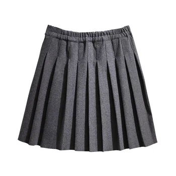 Pevné Skladaný Sukne pre Ženy, Jeseň a v Zime Bežné Čierna Sivá Vysoký Pás Mini Oblečenie Plus Veľkosť 2xl - 6xl ping