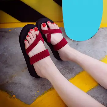 2020 Nové Pevné Čierne Topánky, Sandále Flip Flops Ženy Klin Sandále Na Platforme Pláži Papuče Zapatillas Chinelo Sandalia *829