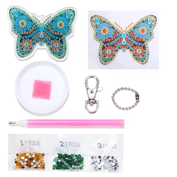 Ručné 5D Mozaiky Keychains Diamond Maľovanie Prívesok Súpravy DIY Plný Vrták Diamond Maľovanie Krúžok Darčekové Tašky Dekor