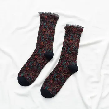 Vintage bavlna Tlač ponožky jeseň zima ženy ponožky farebné špeciálne pohodlné bežné harajuku Ponožky Žena