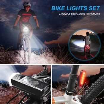 Jazda na bicykli Bicykli Svetlá Predných Svetlometov a Zadné zadné svetlo, Super Jasné LED Nepremokavé Cyklistické Svetlo s budíkom