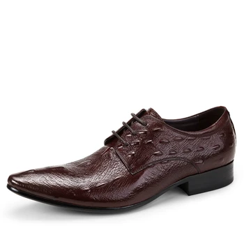 Veľká veľkosť muži fashion party banquet nosiť originálne kožené topánky ukázal prst oxfords obuvi krokodíla vzor tenisky zapatos hombre