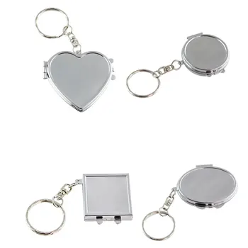 Kolo Srdce Oválny Tvar Námestia Dvoch Strán Kozmetické Zrkadlo Kovové Skladacie Keychain Make-Up Mini Zrkadlo