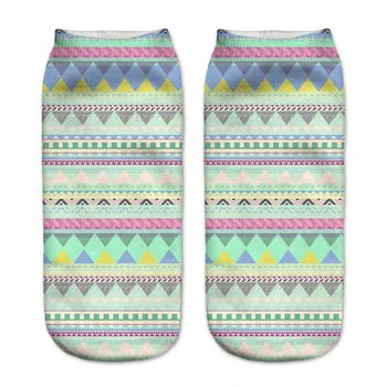ZHBSLWT Nové 3D Tlač Aztec Farba Ženy Ponožky Low Cut Členok Pohodlné pančuchový tovar Médiá Calcetines Calzini Chaussette