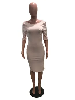 Módy Sexy Pevné Mimo Ramenný Pol Rukávy Členok-Dĺžka Ženy Bodycon Šaty
