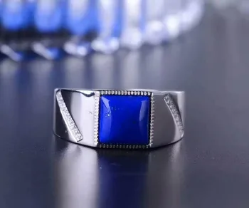 Vernosť Prírodné Lapis lazuli Krúžky s925 mincový striebro Prírodné 8mm Námornícka modrá drahokam krúžok štedrý jemné Šperky ženy