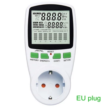 EÚ Plug Inteligentný Digitálny Napájací Metrov Elektriny Analyzer Monitor Napätie Wattmeter Spotreba W Energie Meter