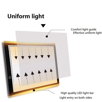 A3 Obrázok Tablet LED Kreslenie Tablet Umenia Vzorkovníka rysovaciu Dosku Light Box Sledovanie Tabuľka Pad Elektronika Písanie Tablet