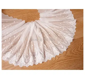 2 metrov/veľa Šírka:20 cm Prekrásny kvet dizajn bavlny čipkou,biela Čistá priadza vyšívané čipky na odev, Dekoračné krajky textílie