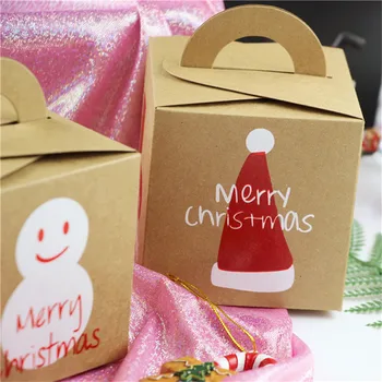 5 ks Kraft Papier Boxy Vianočného Darčeka Candy Box Potravín Cookies Balenie Santa Claus Snehuliak Vianoce, Nový Rok Party Láskavosti Darčekovej krabičke