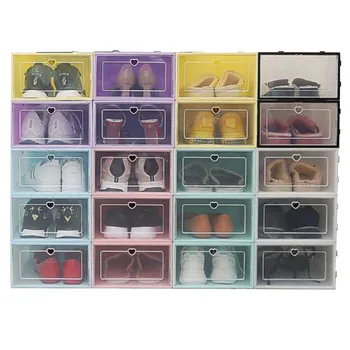 1pc Skladacia Jasné, Topánky Box Stohovateľné Plastové Skladovanie Obuvi Organizátor Domov Skladovanie Organizátor Farbou Transparentné Topánky Box