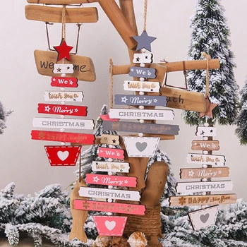 Drevené Vianočné Závesné Dekorácie pre Domov Vianočný Stromček Prívesok Vianočné Drevené Ozdoby Nový Rok Domáce Dekorácie 2021