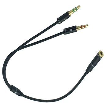 AUX 3,5 mm o Mic Splitter Kábel Žena na 2 Samec konektor pre Slúchadlá a Mikrofón, Adaptér