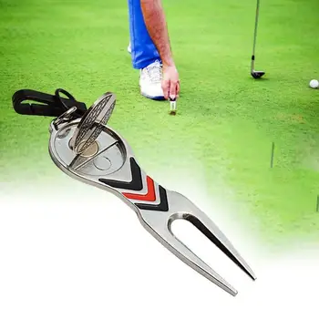 Ocele Golf Repair Tool Ihrisku Groove Cleaner Golf Pitchfork Aids Školenia Uvedenie Vidlica Green Golf H5A2