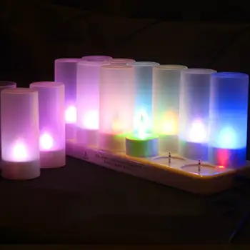 Nový 6/12pcs LED Nabíjateľná Plameň Svetla Sviečky Elektrické Votives Waxless Romantický Narodeniny, Svadba Cirkvi Bar Home Party Decor