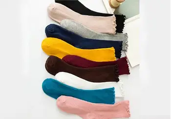 2021 Jeseň Zima Huba Čistá Farebná Bavlna Módne Dámy Ponožky Dlhé Trubice Jednofarebné Ponožky Bežné Ženy