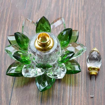 Zelená Kov Krištáľové Sklo Parfum Fľašu Vyprázdniť Feng Shui Lotosový Kvet Figúrky Parfum Fľaše s darčeka pre ženy