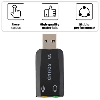 Black Odolná Ľahká Plug & Play USB 2.0 na 3D, USB konektor pre Slúchadlá Audio Adaptér Micphone Zvuková Karta Pre Mac Win Compter Android