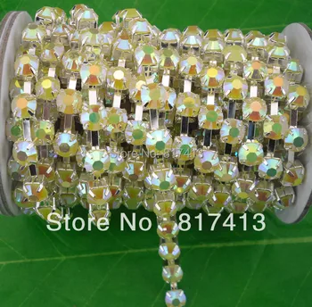 SS30 kostým nášivka šampanské crystal jelly drahokamu 6 mm blízko silver chain trim 2Yards doprava zadarmo doprava zadarmo