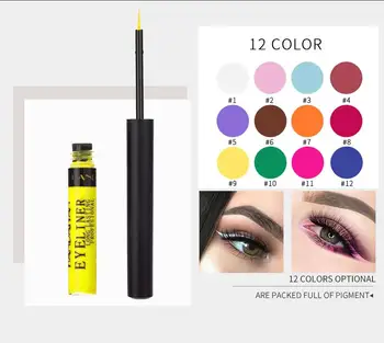Nový 12 farieb HANDAIYAN lesk očné linky, tekuté farby, očné linky, vodeodolný make-up, očné make-up, kozmetické nástroj Delineador TSLM2