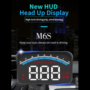 M6s Auto HUD Auto Hlavu Hore Zobrazenie prekročenia rýchlosti Upozornenie čelné Sklo Projektor Alarm MOL