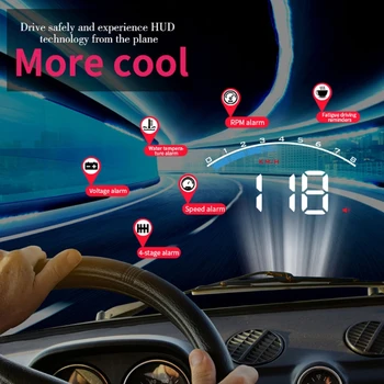 M6s Auto HUD Auto Hlavu Hore Zobrazenie prekročenia rýchlosti Upozornenie čelné Sklo Projektor Alarm MOL