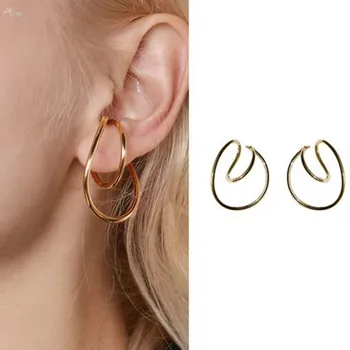 2020 Nové Luxusné Šperky Hooping Ucho Putá Nepravidelný Krivky Klip Hoop Náušnice pre Ženy Earcuffs Č Piercing
