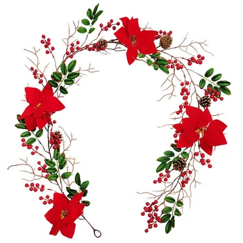 Berry Vianočný Veniec Umelý Kvet, Listy Červené Bobule Predné Dvere na Stenu Garland Dekorácie na Vianoce, Svadobné Party