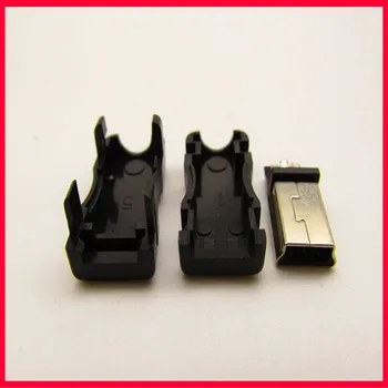Mini USB konektor 5P tri-kus mužskú hlavu s čiernym shell T-pripojiť nabíjačku s MINI údaje nabíjací port