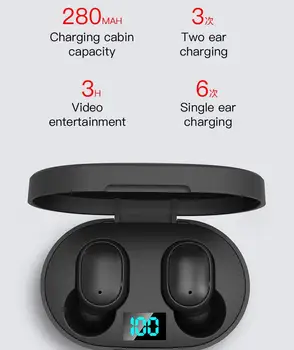 BEESCLOVER E6S Bluetooth V5.0 Bezdrôtové Slúchadlá Športové Slúchadlá s Nabíjanie Bin Mobile Power Bank pre Vonkajšie Cestovanie