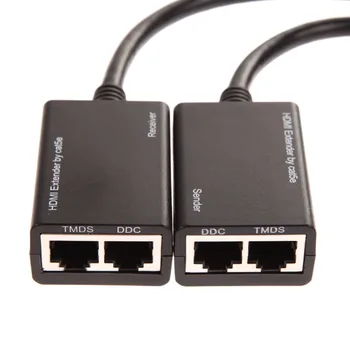 2KS/Set HDMI Cez RJ45 CAT5e CAT6 Kábel siete LAN Ethernet Balun Extender Repeater 1080p 3D 30 M