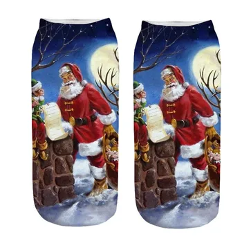2019 Nové Jeseň zima Ženy, nový rok, Santa Claus, Vianočné Snow Elk Darček Roztomilý Kreslený teplé ponožky Stredné bavlnené ponožky @7
