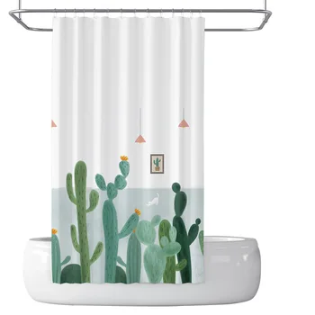 Kúpeľňa Sprchový Záves Tropické Kaktus Sprchové Závesy Kaktus Kvety Vaňa Opony Trvanlivé Nepremokavé Tkaniny Tkaniny, Kúpeľňa Opony