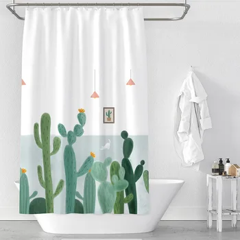 Kúpeľňa Sprchový Záves Tropické Kaktus Sprchové Závesy Kaktus Kvety Vaňa Opony Trvanlivé Nepremokavé Tkaniny Tkaniny, Kúpeľňa Opony