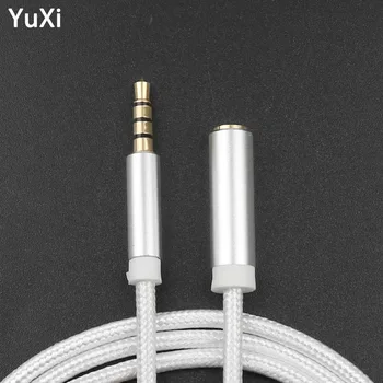 YuXi 4 Pól 3,5 mm Audio Predlžovací Kábel 3,5 mm Konektor AUX Konektor Samec Samica Slúchadlá Rozšírenie Pletená Drôt Podporu Mikrofón