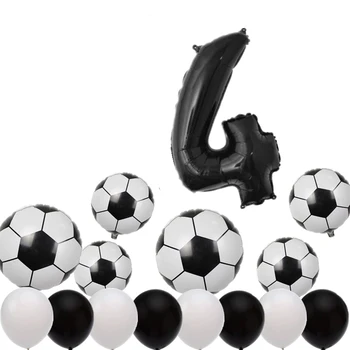 15pcs 0-9 Počet/Futbal Fóliové Balóniky Biele Čierne Latexové Balóny Sadu Mini Futbal Globos pre Dieťa Sprcha Narodeninovej Party