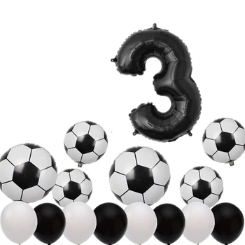 15pcs 0-9 Počet/Futbal Fóliové Balóniky Biele Čierne Latexové Balóny Sadu Mini Futbal Globos pre Dieťa Sprcha Narodeninovej Party