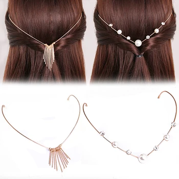 Späť Podržte Čelenky Crystal Hairbands Pearl Leaf Pokrývku Hlavy Dievčat Ročníka, Vlasy Kapely Kamienkami Vlasy Príslušenstvo Headdress