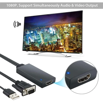 VGA NA Projekciu Konektor pre Príslušenstvo Audio Video Adaptér, Jednoduché Používanie Prenosného Notebooku Odolný Kábel usb Prevodník Pre PC HD TV