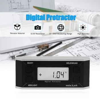 Digitálna Úroveň a Uhol Finder Úrovni Uhol Rozchod Elektronické Inclinometer Digitálne Uhlomery s LCD Displejom 0-360 Stupňov