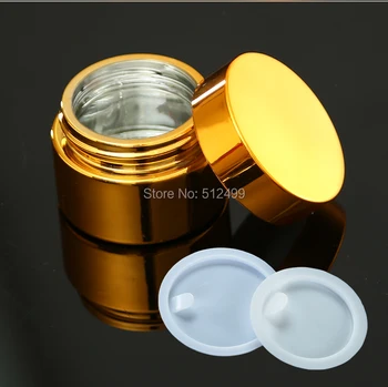 2 ks 5/10/20/30/50g High-grade elektrolyticky pokrývajú zlato/striebro kozmetické fľaše, sklo krém na tvár emulzie fľaše naplniteľné fľaše