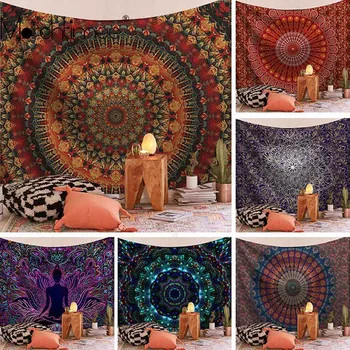 Mandala Veľký Gobelín Stene Visí Boho Dekor Trippy Polyester Sun Moon Japonský Hippie Statku Koberce Koľaji Dekor Čakra