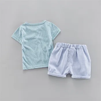 Deti Cartoon Baby Chlapci Oblečenie Letné Tričká Stripe Nohavice 2ks/súpravy Dojčenská Oblečenie Dieťa Módne Batoľa Oblečenie, Tepláky
