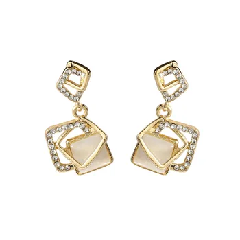 Luxusné Drahokamu Geometrické Drop Náušnice pre Ženy, Dievčatá 2020 Lesklé Crystal Námestie Visieť Náušnice Strany Šperky, Darčeky Trendy