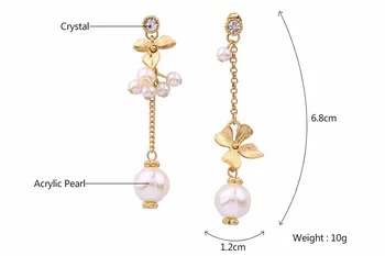 Doprava zadarmo, 6 pair / veľa módne šperky príslušenstvo Zlatá Farba Kvetov Simulované Perly Dlhé Náušnice pre Ženy