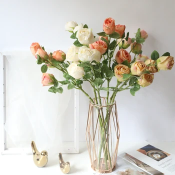 5 Hláv, Pálenie Ruže Umelé Kvety INY Trend Retro Domov, Obývacia Miestnosť, Záhradné Dekorácie Simulácia Falošné Kvety