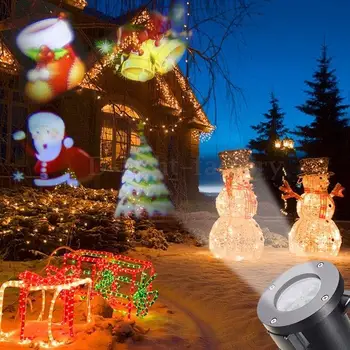 12 Vzory LED Projekčnej Lampy Trávnik Svetlo Vianočné Krajiny Dekorácie