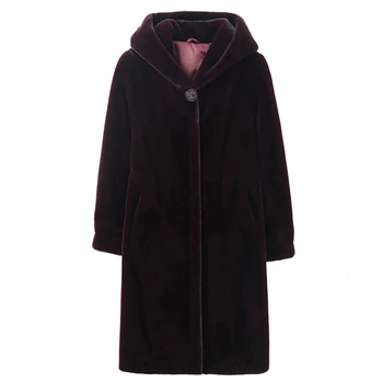 Teplé Faux Kapucňou Hustú Srsť Bunda Vysoko Kvalitné Dlhé Farbou Zimný Kabát Ženy Kabát Plus Veľkosť