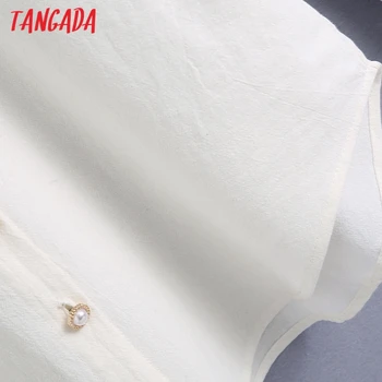 Tangada 2021 Ženy Pearl Tlačidlá Klasické Voľné Tričko Dlhý Rukáv Elegantné Ženy Bežné Topy Blusas BE258