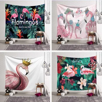 Tropické Listy Flamingo Typu Gobelín Umenie Stene Visia Dekoratívne Svadobné Party Dekor Prehoz Cez Posteľ Pláž Uterák Jogy Piknik Mat